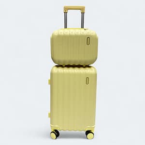 20-Inch Premium Trolley Luggage with Makeup Box-303A-Light Yellow