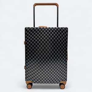 Check Pattern Hard Shell Luggage With Spinner Wheels 3019 Black