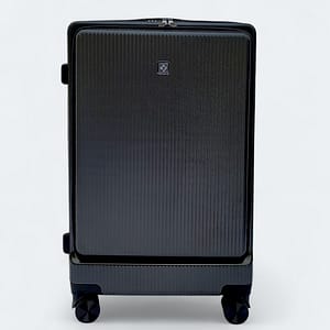 Durable Polycarbonate Front Opening With Laptop Chamber Luggage Black 029-Qsenmar