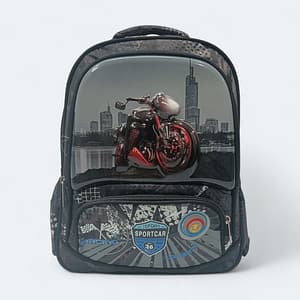 Racing Bike Design School Bag For Kids