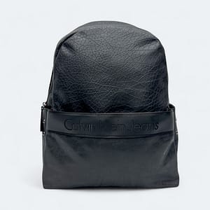 Calvin Klein Premium Artificial Leather Black Backpack For Men . Model - 829
