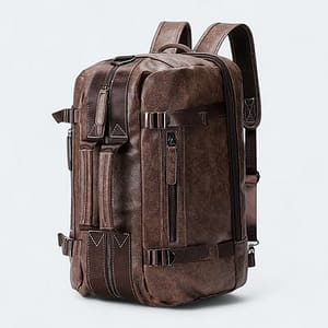 Multifunctional Premium Artificial Leather Backpack/Travel Bag Brown 969