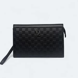 LV Check Pattern Artificial Leather Hand Bag 8150-8 Black