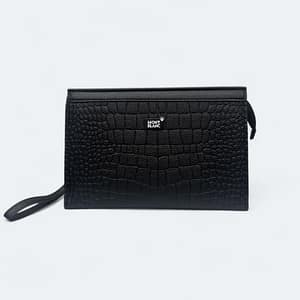 MontBlanc Crocodile Pattern Wrist Bag 8150-9 Black