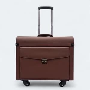 Four Wheel Artificial Leather Chocolate Color Pilot Cabin Luggage