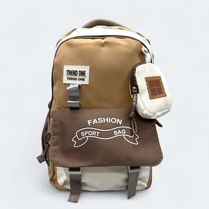 Polyester Fabric Imported School Bag With Laptop Chamber SCB 110 Brown