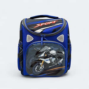 Sport Bike Design School Bag For Baby Blue Color